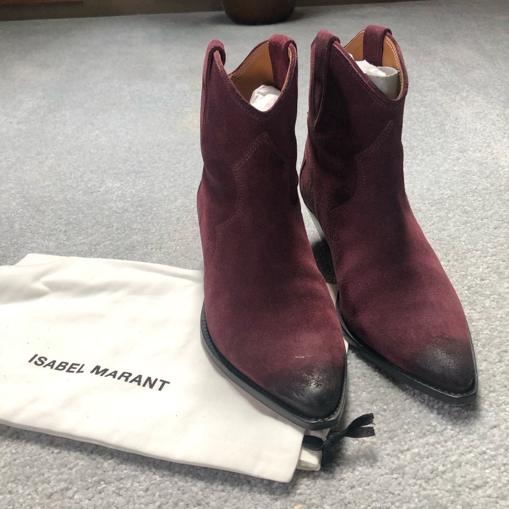 ISABEL MARANT Velvet Washed Santiag Dewina Bootie size 8